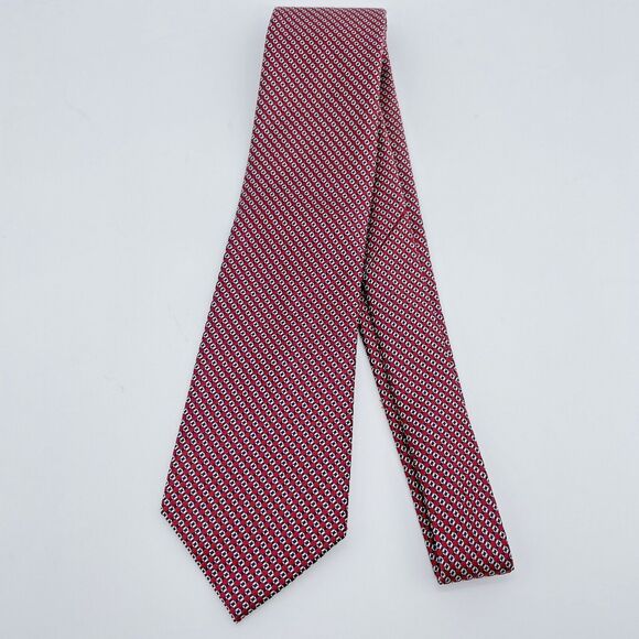 Club Room 100% Silk Necktie Geometric Red/Blue/White Classic Designer 59.5 x 3.5 - Picture 2 of 16